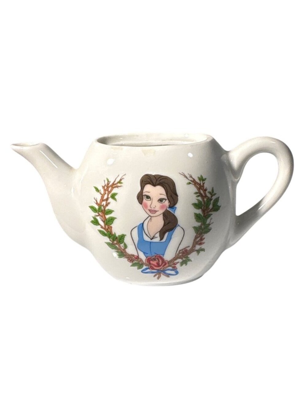 Disney Beauty & The Beast Mini Teapot Belle Design Ceramic Taiwan Vintage 2.5"